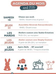 Agenda d’avril 2026 : terrasse, chasse aux œufs et rendez-vous associatifs